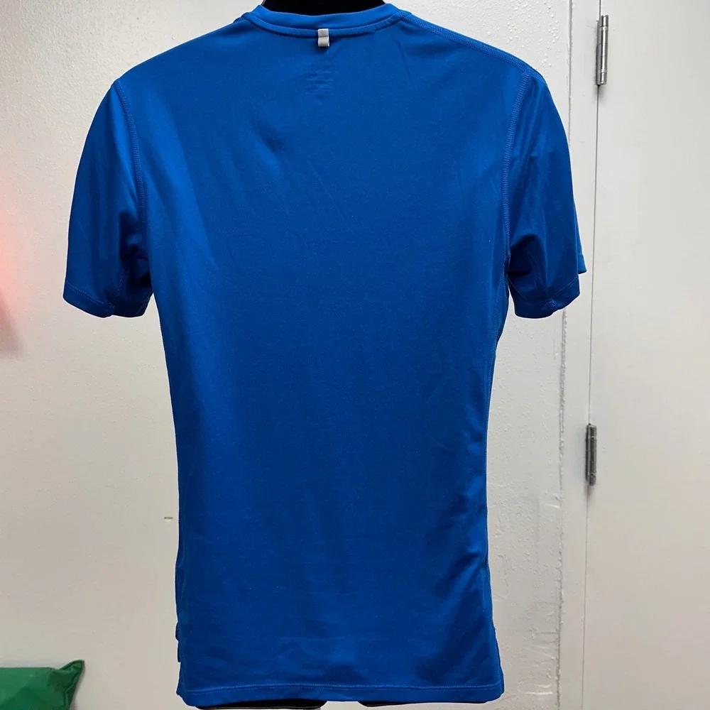 Nike Dri-FIT Running V-Neck Top Athletic Gym T-Shirt Vibrant Blue Mens Size‎ S